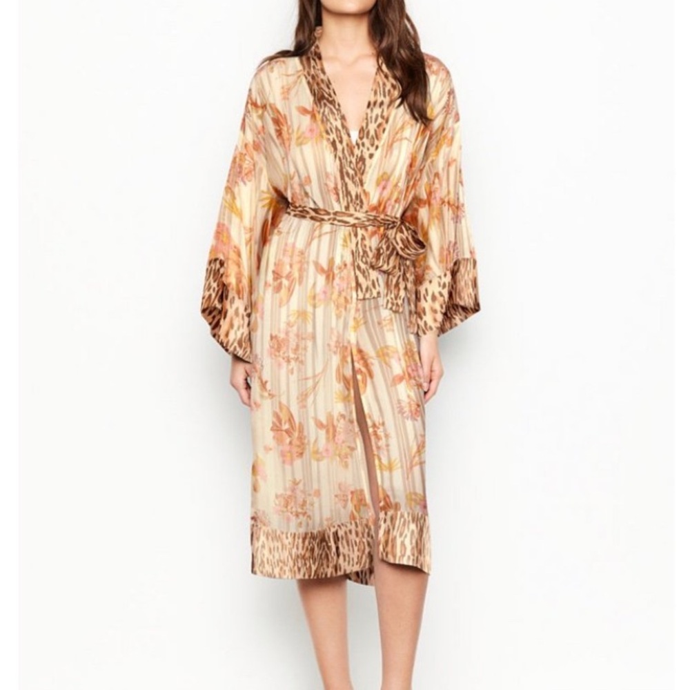 Victoria's Secret Beige Floral and Leopard Robe